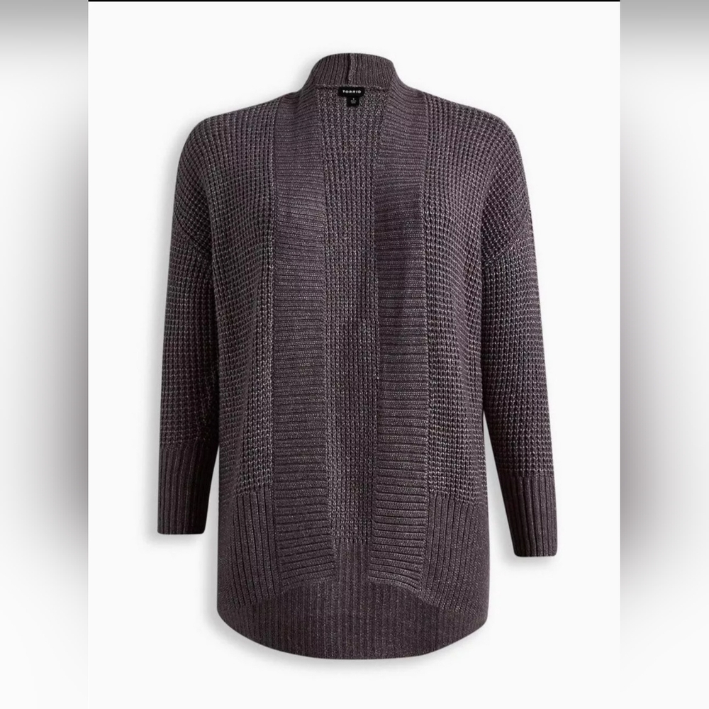 Torrid Waffle Cardigan Sweater Heather Grey Plus Size 00